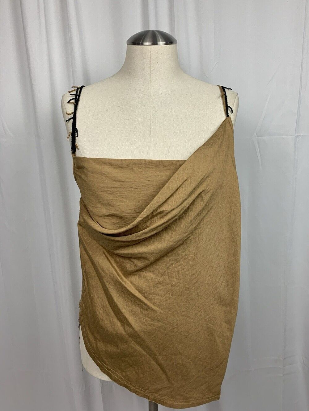 Zara Women’s Boho Wrap Tank Top Beaded Straps Open Side Size Festival M